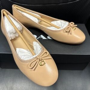 NIB! Coach CS066 Abigail Leather Flat Ballet Women's Shoes In Beechwood Size 5.5